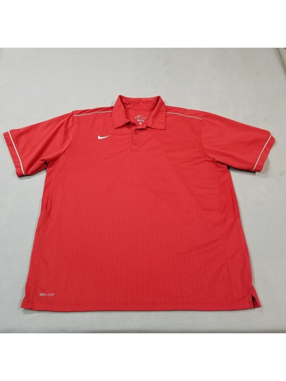 Nike Polo Shirt Mens Size XL Red Golf Short Sleeve White Swoosh Dri-fit